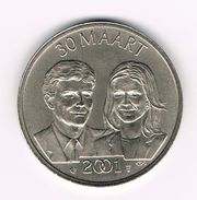 ¨¨ NEDERLAND  HERDENKINGSMUNT  VERLOVING PRINS WILLEM ALEXANDER EN  MAXIMA 30 MAART 2001 - Pièces écrasées (Elongated Coins)