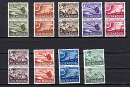1946,  Moselle, Luxembourg, Vianden, PA 7 / 15**(1Pt Rouille Sur 3f) En Paire Verticale, Cote 26 €, - Unused Stamps
