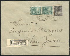 ARGENTINA Registered Cover Franked With 22c.!! (GJ.219 + 224 Pair), Sent From B - Andere & Zonder Classificatie