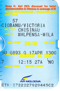 2017 , Air Moldova , Avion Ticket , Boarding Pass.,  Chisinau -  Malpensa Milano, Used - Europa