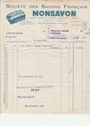 FACTURE - SOCIETE DES SAVONS FRANCAIS - MONSAVON - ANNEE 1950 - Drogerie & Parfümerie