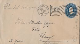 1898 UNITED STATES POSTAGE → Five Cent Letter From New York To Flawyl Switzerland - ...-1900