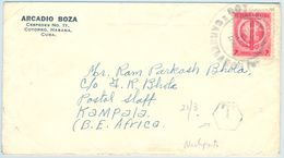 1947 , CUBA - COTORRO - KAMPALA , SOBRE CIRCULADO , TASA POR INSUFICIENCIA DE FRANQUEO - Lettres & Documents