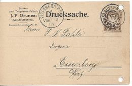 Bavaria 1907 Drucksache J.P.Drumm (o) Kaiserlautern-Eisenberg 5.Jan.07 - Autres & Non Classés