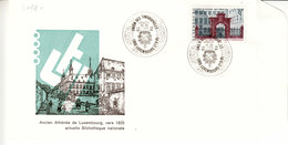 Luxembourg SSt. Bucheinband Mansfeld + Marke Nationalbibliothek M1030 (3.198.1) - Lettres & Documents