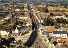 72-BEAUMONT-SUR-SARTHE- VUE AERIENNE GENERALE ET LA NATIONALE 138 - Beaumont Sur Sarthe