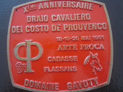 CABASSE FLASSANS Xé AN DRAIO CAVALIERO DEI COSTA DE PROUVENCO-F.F.E.-Équestre Equitation Plaque Souvenir Commémorative - Equitation