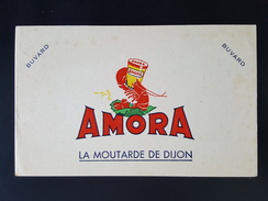Ancien Buvard Publicitaire, AMORA La Moutarde De Dijon. - Mosterd