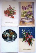 CPA LOT 4X LITHO Couleur Illustateur THEME Fleur PRIMEVERE VASE BOUQUET ART NOUVEAU - Colecciones Y Lotes