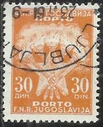 JUGOSLAVIA YUGOSLAVIA 1951 1952 POSTAGE DUE PORTO SEGNATASSE Torches And STAR 30d USATO USED OBLITERE´ - Poste Aérienne