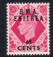 BOIC, BMA Eritrea 1948-9 65c On 8d Overprint On GB, Hinged Mint, SG E7a (A) - Eritrée