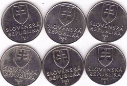 Slovakia 6 X 2 Koruna - Krone - Crown - Couronne 1994, 1995, 2001, 2002, 2003, 2007, - Slovaquie