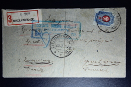 Russia: Registered Cover Mykhailovkoe 1916 To Red Cross Copenhagen Part Removed At Back Censor Cancelled - Lettres & Documents