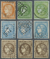 O Frankreich: 1870/1872, Ausgabe Ceres Gezähnt Und Geschnitten , Posten Von MiNr. 35R(retouschierte 4) - Gebruikt