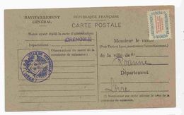 1946 - étiquette Service Du Ravitaillement Général Sur Fiche De Grenoble Pour Roanne Loire - Lettres & Documents