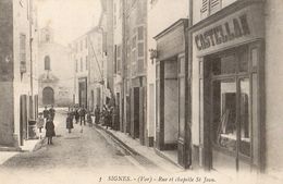 3- SIGNES  -RUE ET CHAPELLE ST JEAN   BELLE CARTE ANIMEE   -PH.MARIUS BAR TOULON - Signes