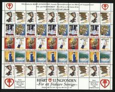 Sweden. Christmas Seal 1995/96 Mnh Full Sheet Unfolded.  Paintings. Ferry,Horse. - Feuilles Complètes Et Multiples