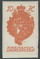 1920 LIECHTENSTEIN CASTELLO VADUZ 10 H VARIETà LINEA DI COLORE MH * - R28-5 - Variétés