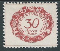 1920 LIECHTENSTEIN SEGNATASSE 30 H VARIETà PUNTO SOPRA NC DI ENCUM MH * - R30-8 - Variétés