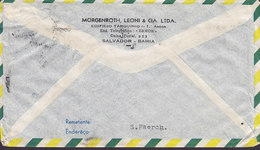 Brazil Via Aerea Par Avion MORGENROTH, LEONI & Cia. SALVADOR Bahia 1956 Cover Letra Denmark 3-Stripe Congresso Geografia - Covers & Documents