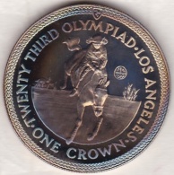 Isle Of Man . 1 Crown 1984 Proof, Olympiad Los Angeles. EQUESTIRAN , En Argent - Isle Of Man