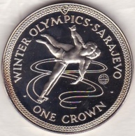 Isle Of Man . 1 Crown 1984 Proof, Winter Olympics Sarajevo, TORVILL And DEAN, En Argent - Île De  Man