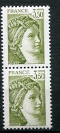 5006 FRANCE  Variété N°2126d **(n°Maury) 3F50 Vert-olive 2 Bandes De Phosphore à Gauche (Paire Verticale) 1981SUPERBE - Unused Stamps