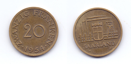 Saarland 20 Franken 1954 - Autres & Non Classés