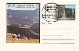 First Day SOUTH AFRICA Postal STATIONERY CARD Ilus MOUNTAIN CLUB CENTENARY Cover Stamp Rsa Climbing Sport Mountaineering - Briefe U. Dokumente