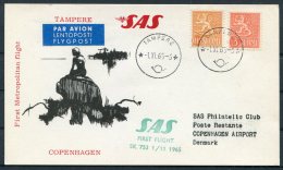 1965 Finland SAS First Flight Postcard Tampere - Copenhagen Denmark Mermaid - Covers & Documents