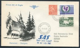 1967 Finland SAS First Flight Postcard Helsinki - Bergen Norway - Briefe U. Dokumente