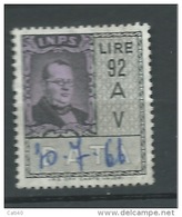 MARCA DA BOLLO- REVENUE - MARCHE INPS CAVOUR LIRE 92 A V - Revenue Stamps
