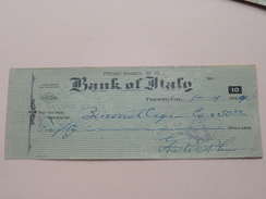 FRESNO California - BANK Of ITALY ( Order ) Fresno Branch - Anno 1924 ( Zie Foto Details ) !! - Verenigde Staten