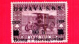 Nuovo - SERBIA - CROAZIA - SLOVENIA - 1918 - Emissione Per La Bosnia-Erzegovina - Auto Postale - Sovrastampato 60 Su 50 - Ongebruikt