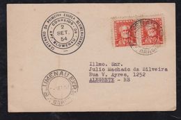 Brazil Brasil 1954 Postcard BLUMENAU ESCOLA Postmark To ALEGRETE - Covers & Documents