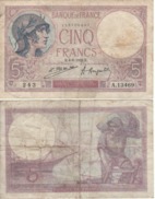 FRANCE   5 Francs   P72  Various Dates  From 1917-1940 ''Violet'' - 5 F 1917-1940 ''Violet''