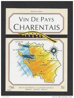 Etiquette De Vin De Pays Charentais  -  Carte Géographique  -  Fief Joly  à  Brissac  (49) - Old Maps