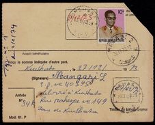 MANDAT DE POSTE ZAIRE - GRIFFE  " MATADI 2 " PAYE - AR - Mixed Franking KUTA (10) SUR MOBUTU ZAIRE !! 2 SCANS - Afgestempeld