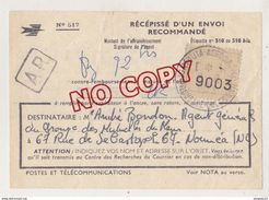 Au Plus Rapide Nouvelle Calédonie Oblitération Aérodrome La Tontouna Sur Récépissé AR 7 Août 1973 Marcophilie - Lettres & Documents