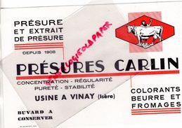 38- VINAY- RARE BUVARD PRESURES CARLIN- BEURRE FROMAGES FROMAGE- LAITERIE LAIT - VACHE - L