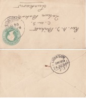 India  QV 1/2A  PS  Envelope 1900  ALLAHABAD To LUCKNOW  Addressed  To  Rev Birkett    # 02323  D    Inde Indien - 1858-79 Kolonie Van De Kroon