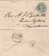 India  QV 1/2A  PS  Envelope 1900   BENGALI-TOLA  To  LUCKNOW  Addressed  To  Rev Birkett    # 02316  D    Inde Indien - 1858-79 Kolonie Van De Kroon