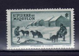 Saint-Pierre-et-Miquelon Attelage De Chiens De Traineau 1938 Animaux Maisons Personnages Neige - Unused Stamps