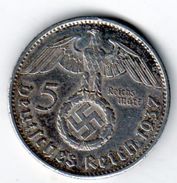 Monnaie Du Troisième Reich > 5 Reichsmark 1937 Argent Lettre G - T T B - - 5 Reichsmark