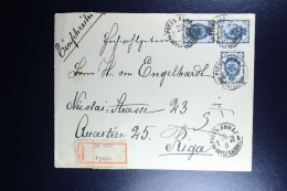 Russian Latvia : Registered Cover 1908 Livland Rujen Rujiena To Riga - Storia Postale