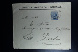 Italy : Company Cover 1921 Smirne To Dresden Germany - Bureaux D'Europe & D'Asie