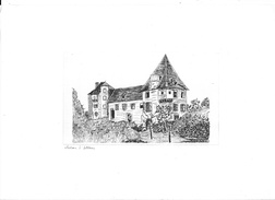 Gravure - Dessin à La Plume De J. Kerleau: Château D'Estresses (à Astaillac, Corrèze) - Estampas & Grabados