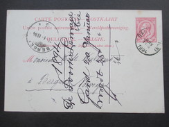 Belgien Ganzsache 1894 Nach Bergen Mit Ankunftstempel. - 1893-1900 Fine Barbe