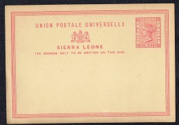 SIERRA LEONE   1881  1d. VictoriaPostcard  Unused - Sierra Leone (...-1960)