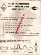 67- SAVERNE- NOTICE BARRE COUPEUSE-RENAULT KUHN- AGRICULTURE TRACTEUR - Agricultura